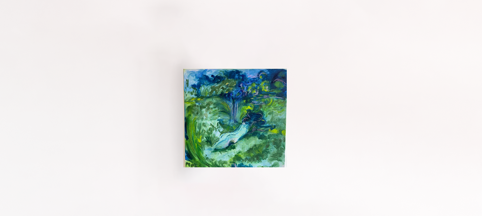 Paisagens desnudas — pintura em tons de verde e azul